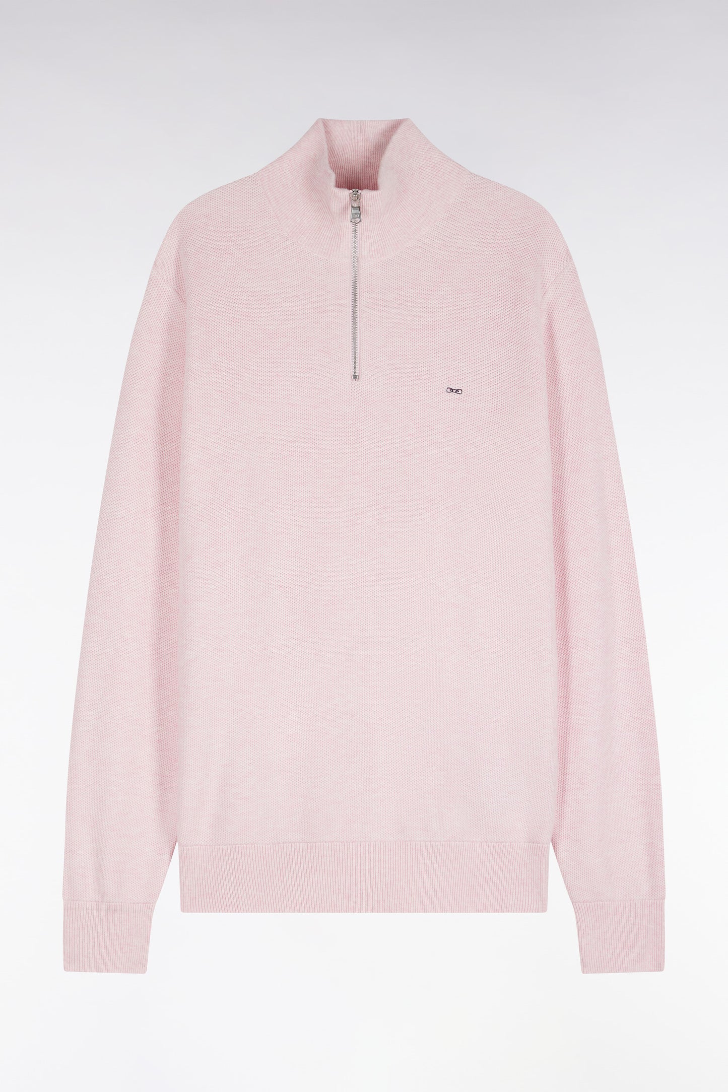 Pull col camionneur en coton rose coupe droite