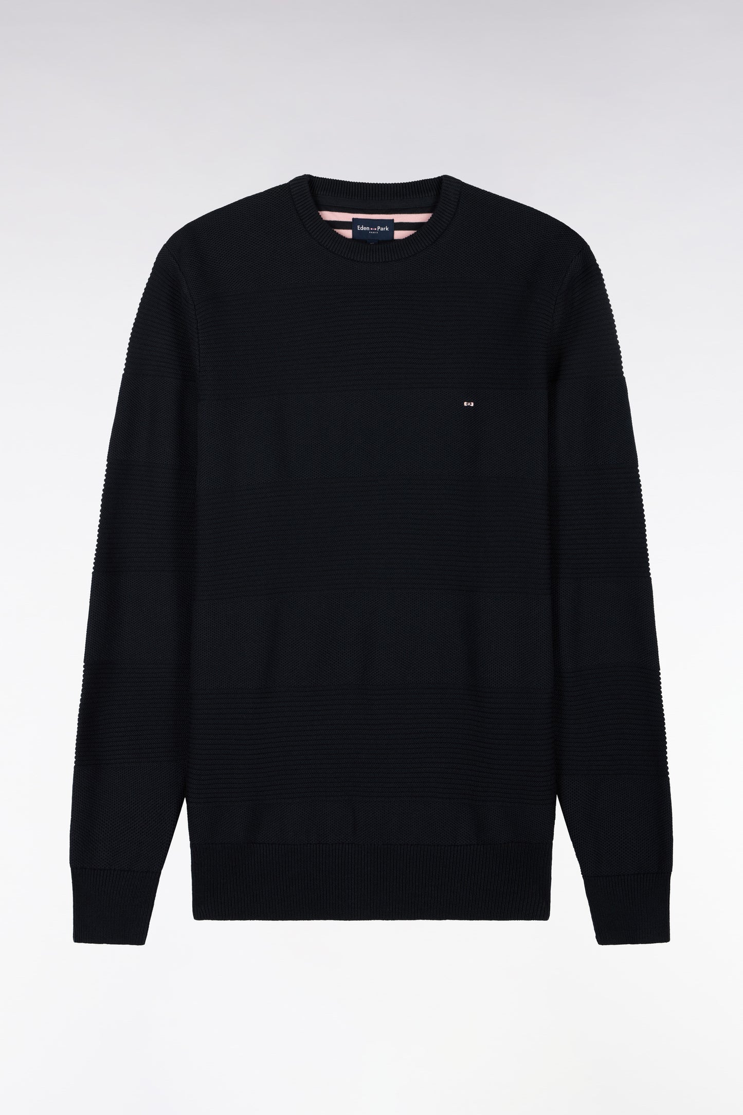 Pull à col rond en maille marine à effet de rayures coupe regular