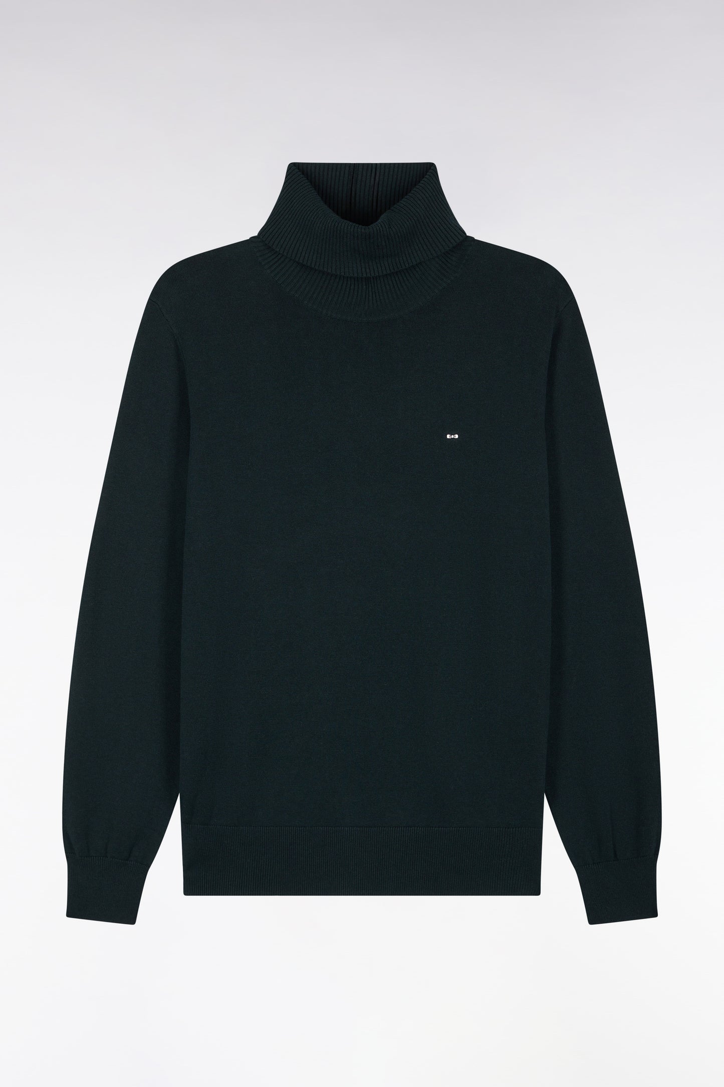 Pull à col roulé en coton et viscose marine coupe droite