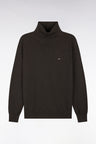Brown straight-cut cotton and viscose turtleneck sweater