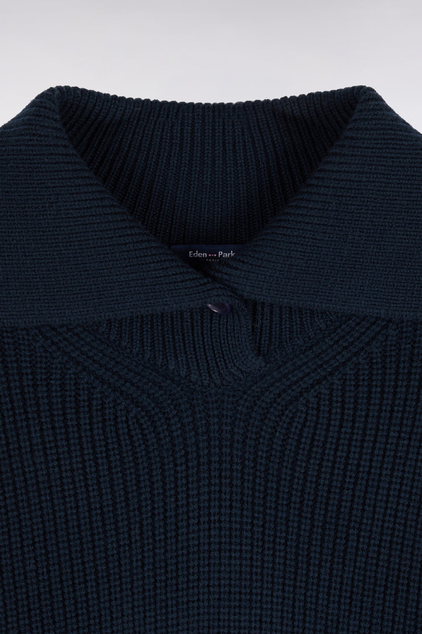 Pull vareuse en laine marine coupe droite