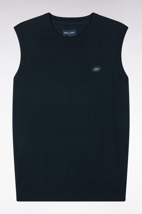 Pull débardeur golf en coton et viscose marine coupe droite - Image 2