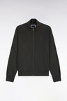 Straight cut khaki cotton fleece zipped sweatshirt