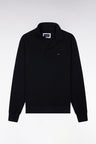 Straight cut black cotton polo neck sweatshirt