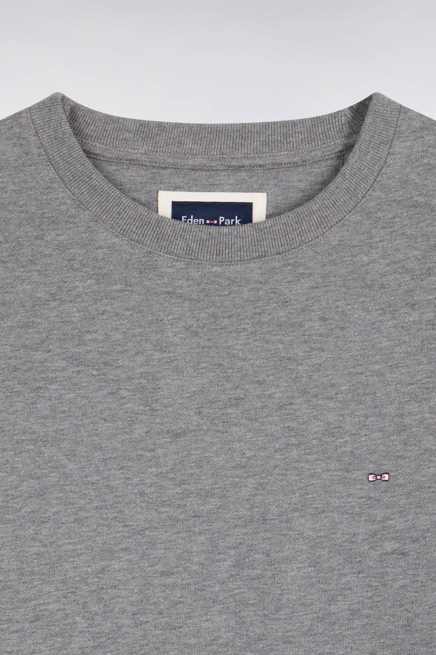 Sweatshirt col rond en molleton coton gris coupe droite