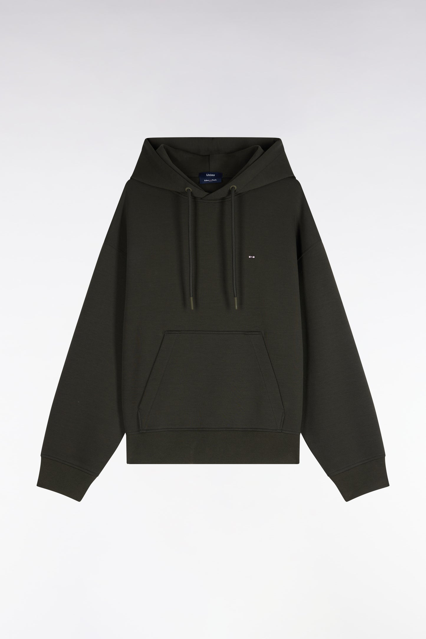 Sweatshirt à capuche unisexe en interlock kaki coupe loose