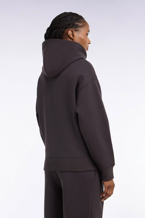 Sweatshirt à capuche unisexe en interlock marron coupe loose - Image 3