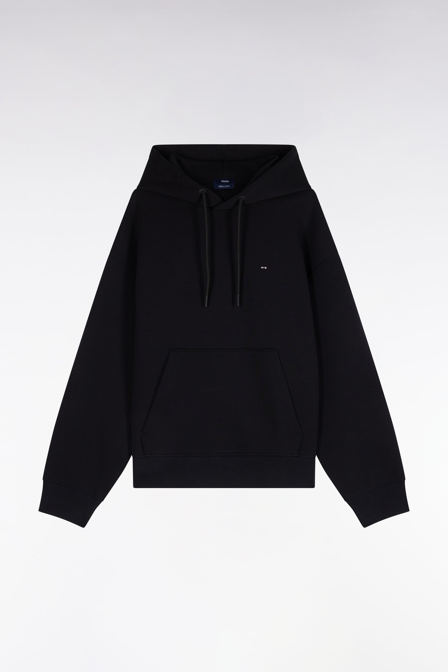 Sweatshirt à capuche unisexe en interlock noir coupe loose