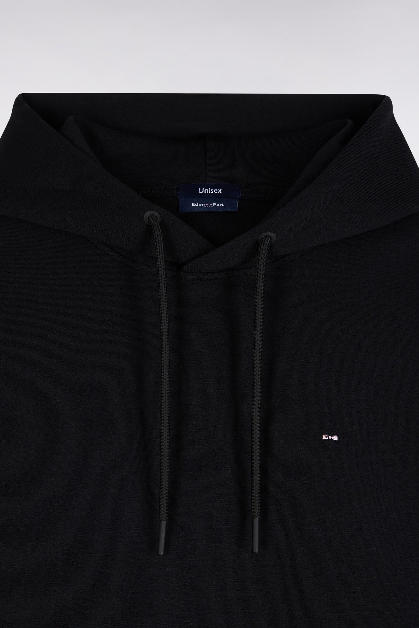 Sweatshirt à capuche unisexe en interlock noir coupe loose