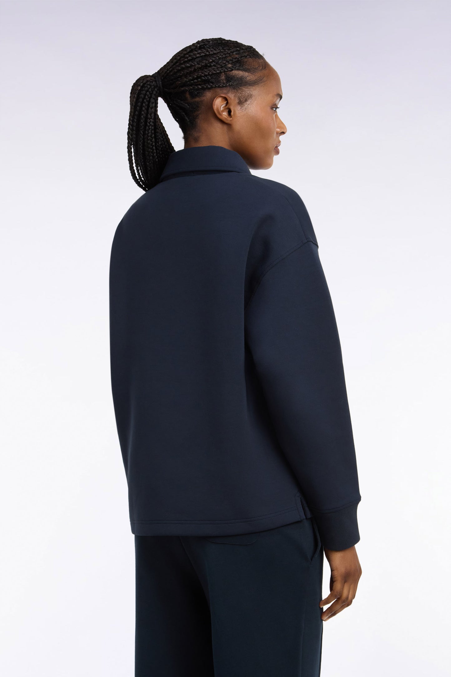 Sweatshirt unisexe à col maillot en interlock de coton marine