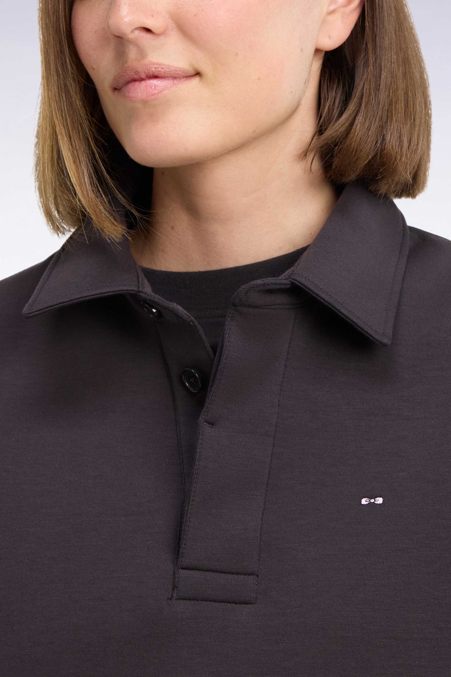 Sweatshirt unisexe à col maillot en interlock de coton marron