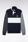 Navy cut-out cotton sweatshirt with embroidered badge