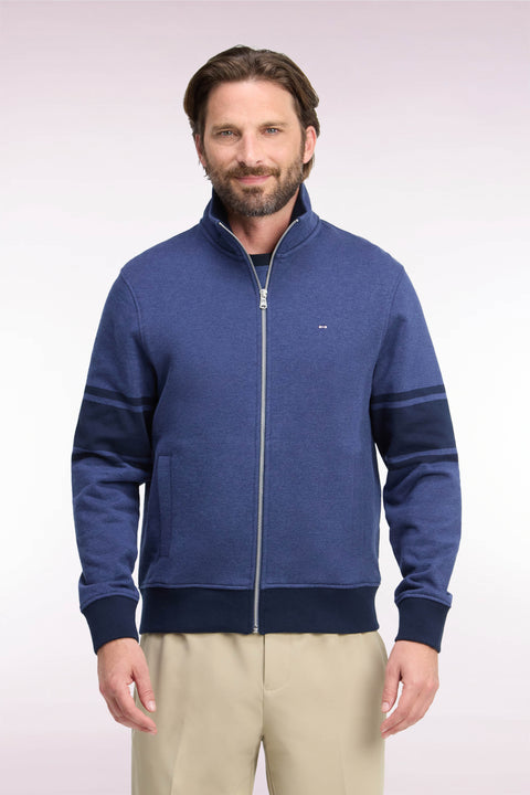 Sweatshirt zippé à col montant en molleton coton chiné coupe droite - Image 3