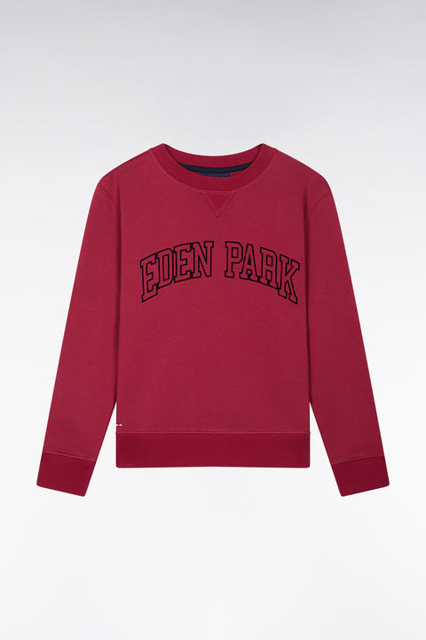 Sweatshirt à col maillot en coton rouge broderie Eden Park coupe droite - Image 1