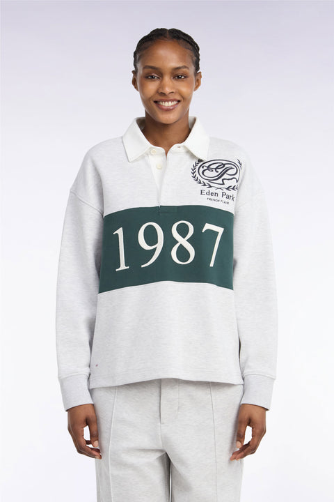 Sweatshirt unisexe en interlock gris chiné coupe loose - Image 3