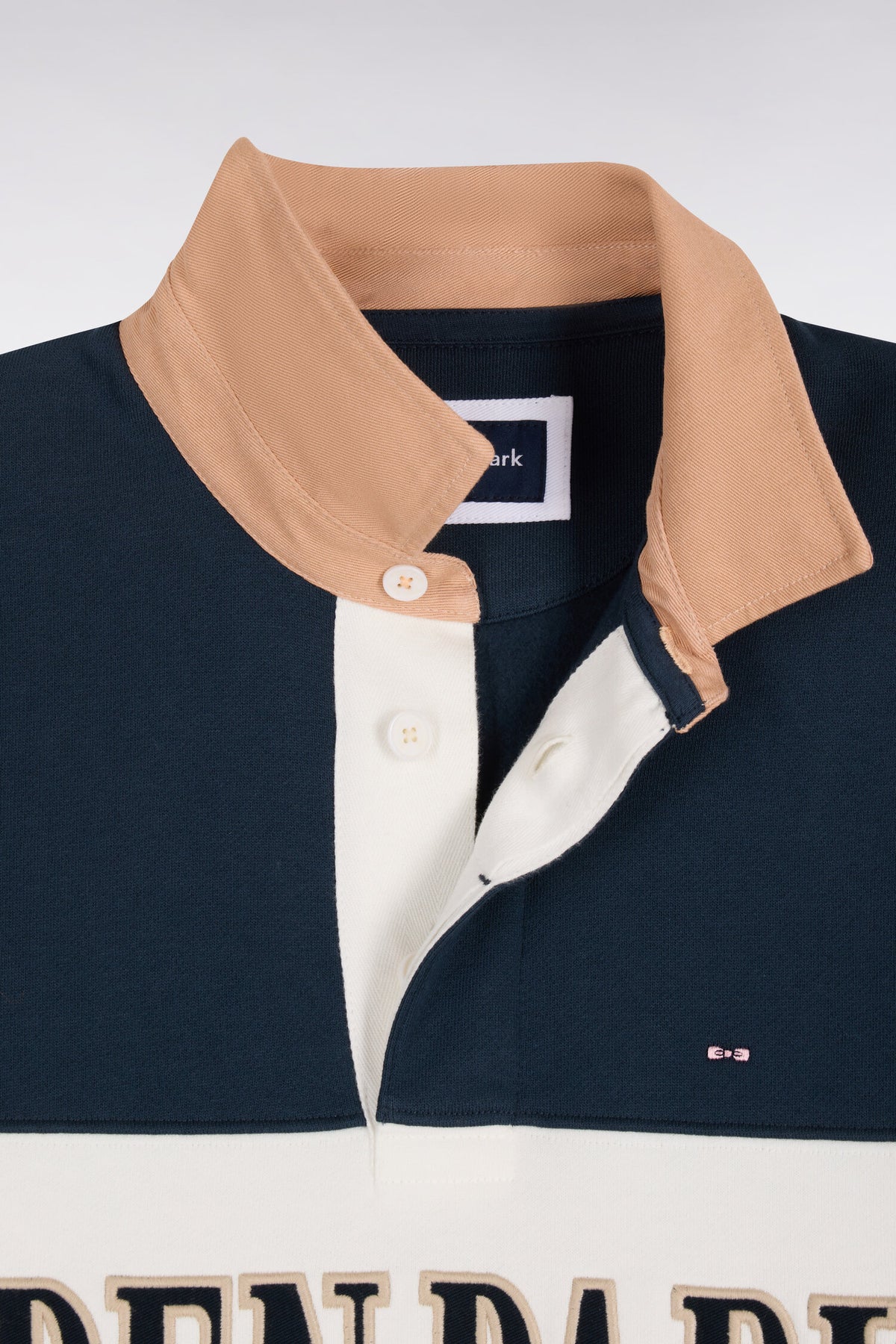 Gray straight cut polo collar zipped sweatshirt