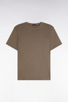 Short-sleeved beige cotton T-shirt with straight cut