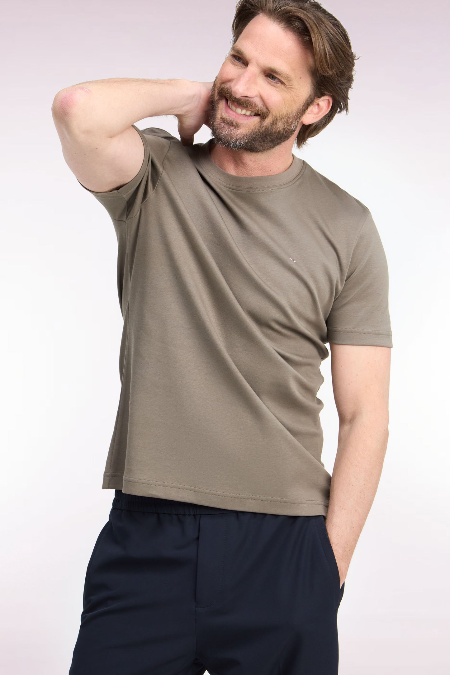 T-shirt manches courtes en coton beige coupe droite