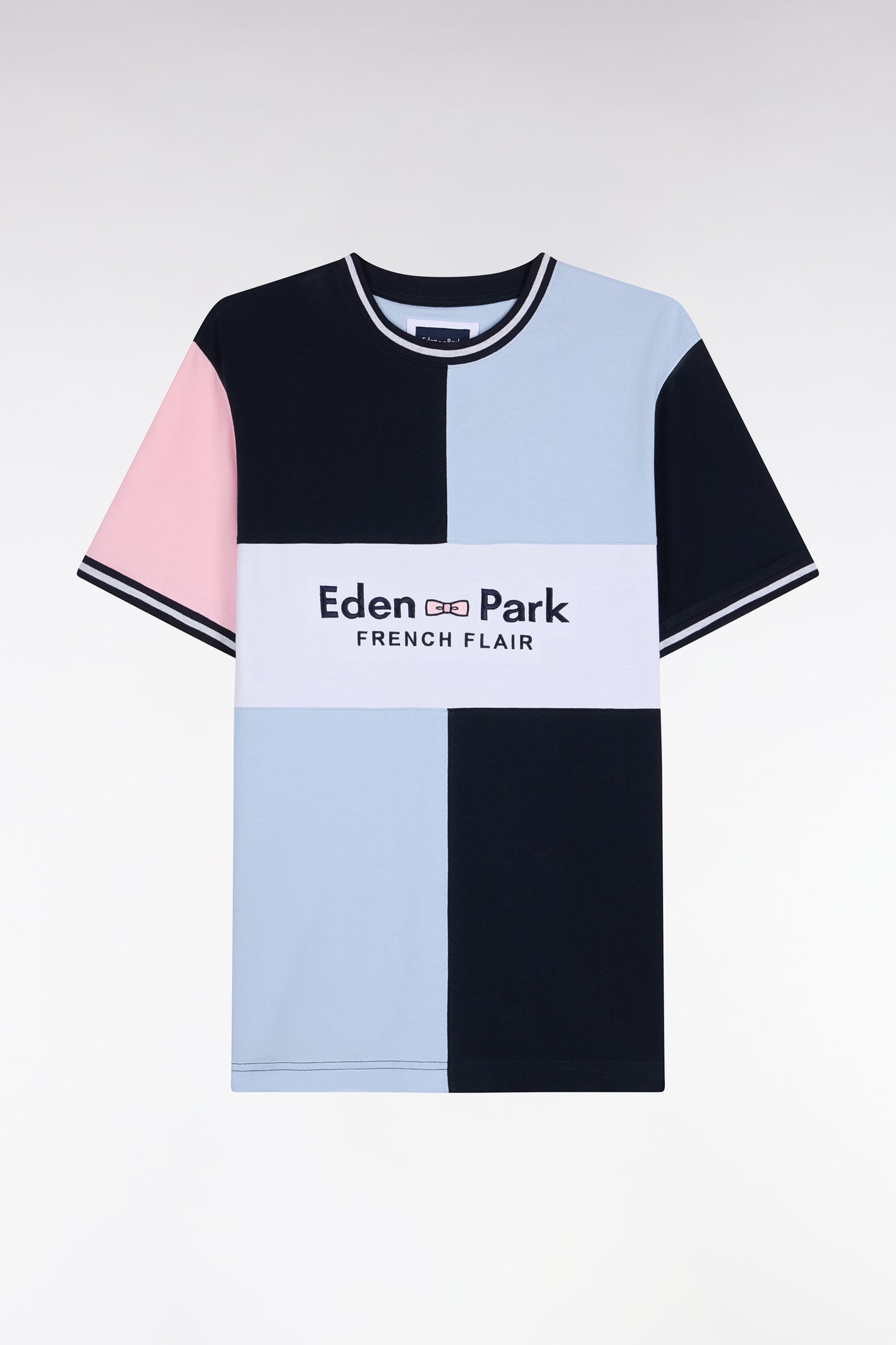 T-shirt manches courtes à découpes et broderie Eden Park coupe droite