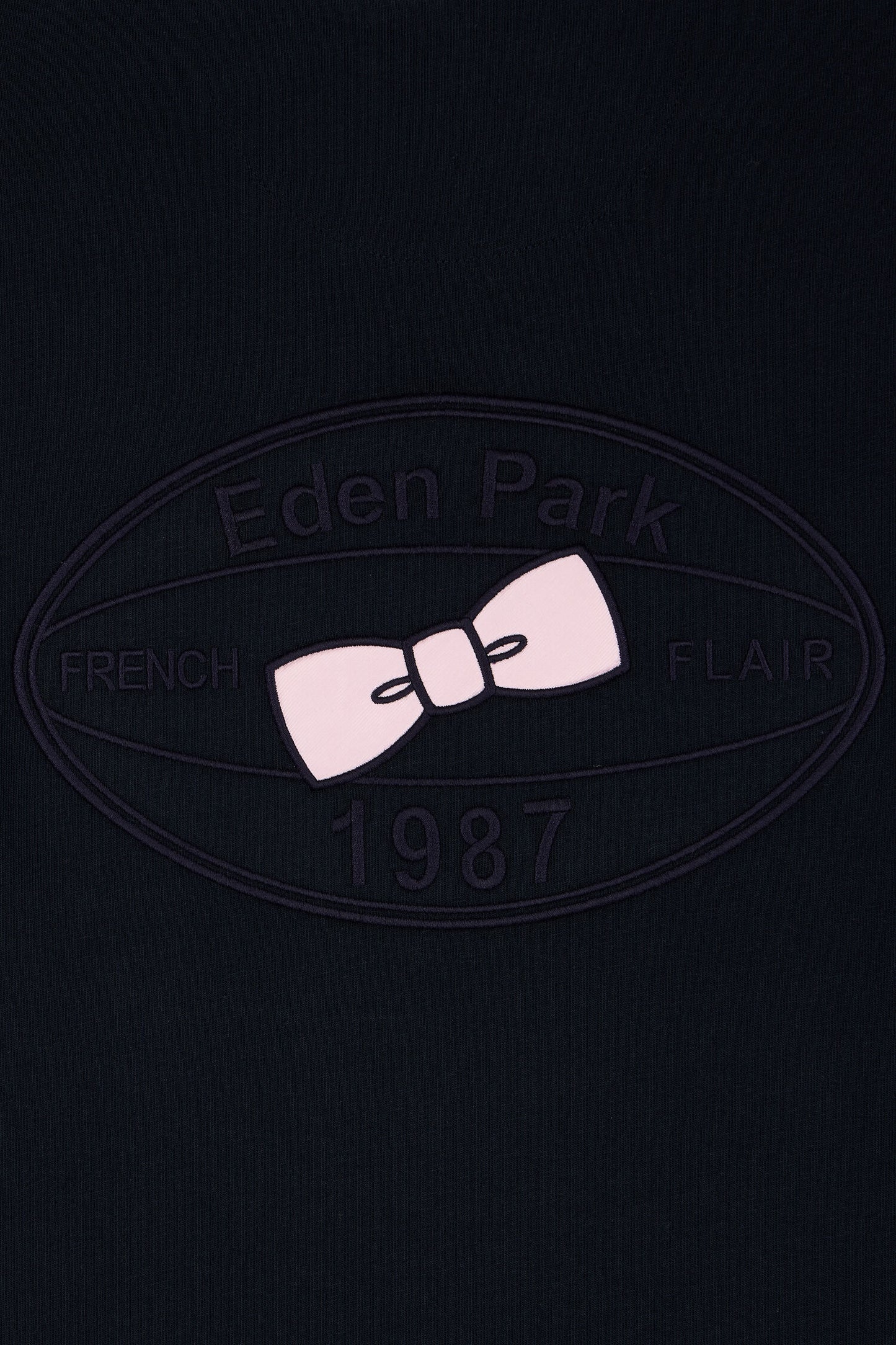T-shirt manches courtes marine à manches vert olive coupe droite