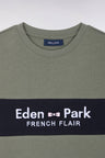 Short-sleeved straight-cut khaki cotton T-shirt