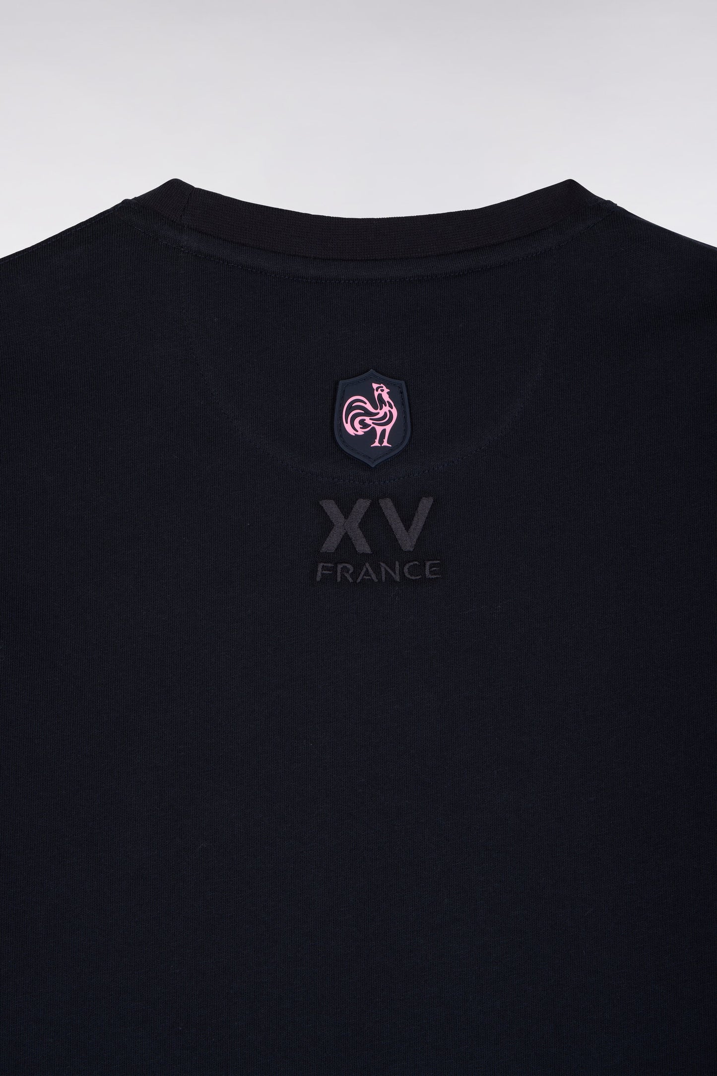 T-shirt manches courtes en coton marine sérigraphie XV de France coupe droite
