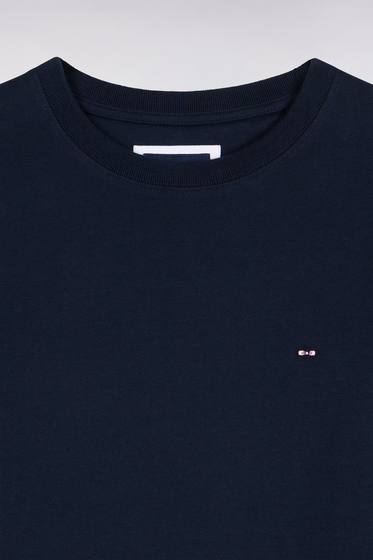 T-shirt manches longues en coton peigné marine coupe droite