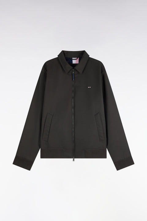 Blouson en nylon kaki à bords-côtes coupe droite - Image 2