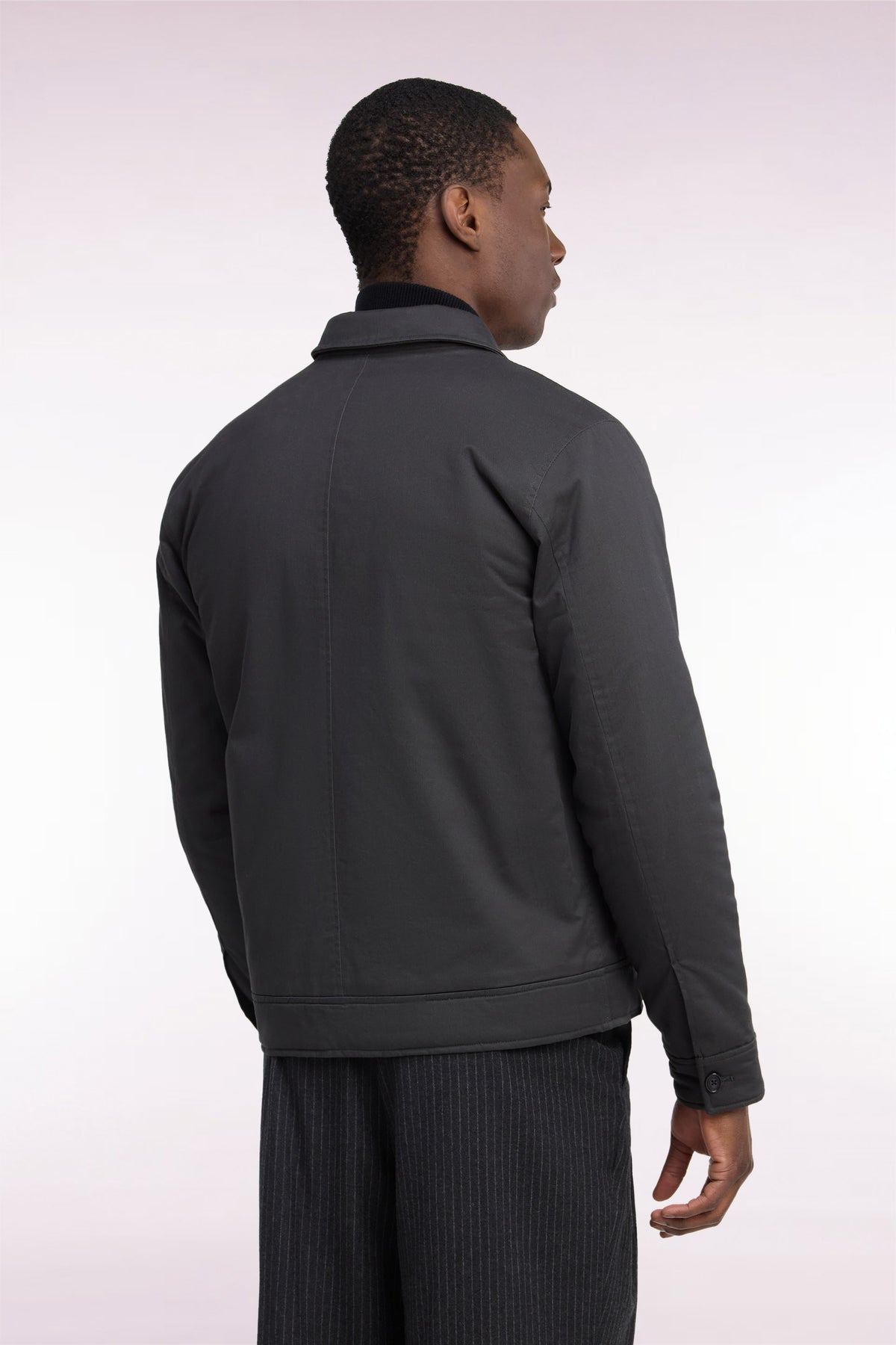 Straight cut khaki stretch cotton jacket