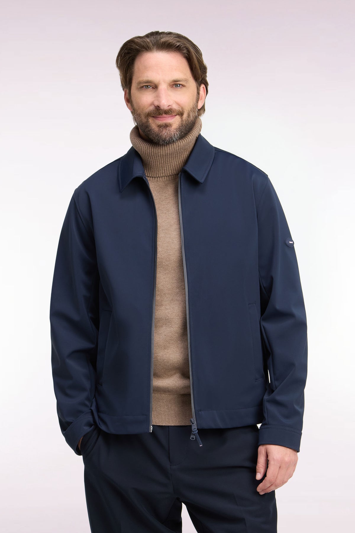 Navy technical nylon golf jacket