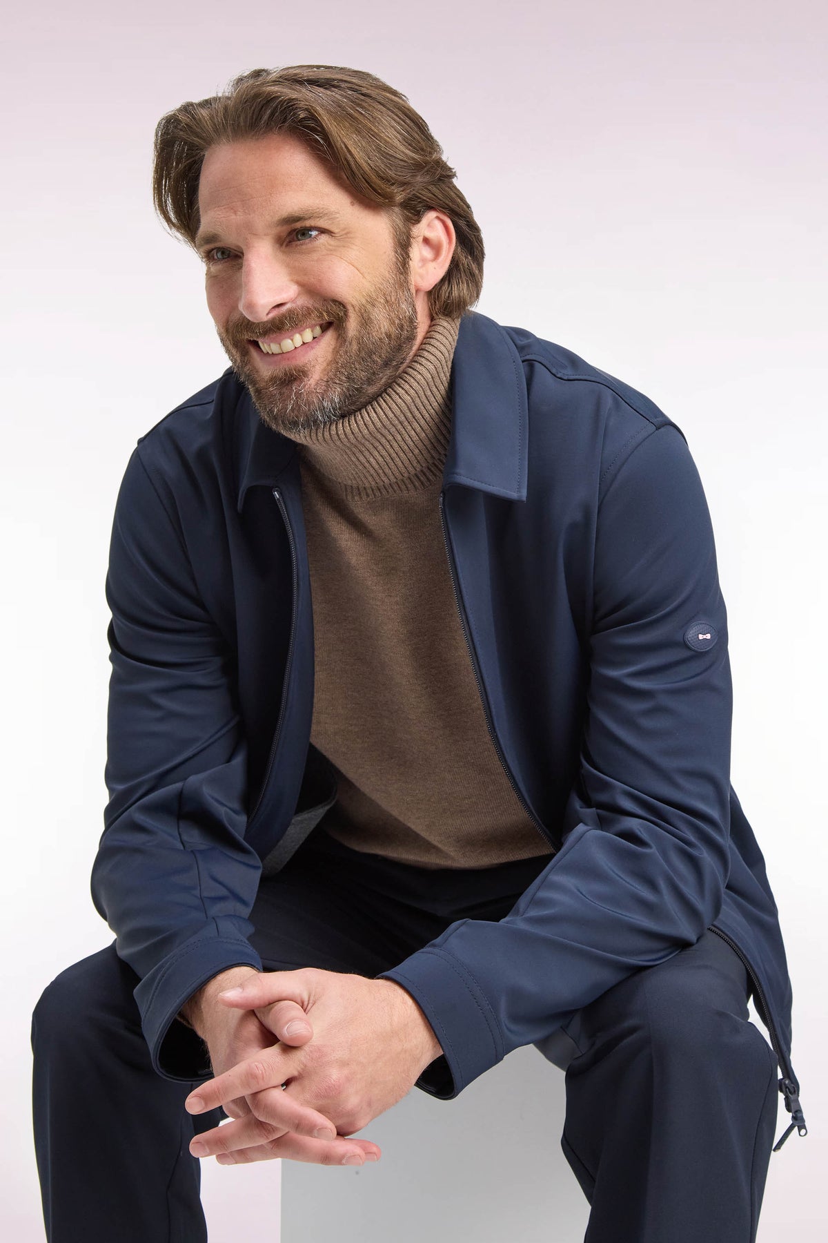 Navy technical nylon golf jacket