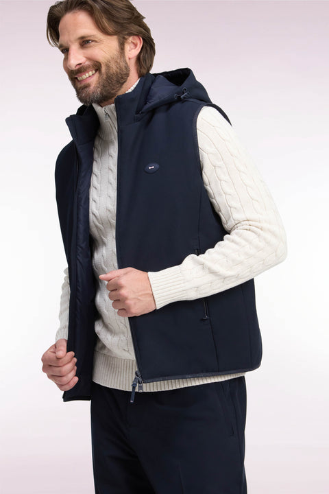 Doudoune sans manches en nylon technique marine - Image 1