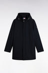 Black parka with removable hood