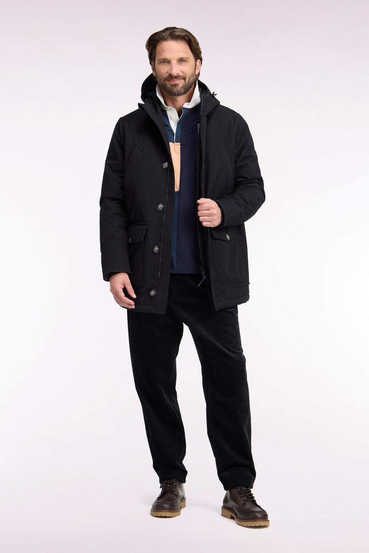 Black buttoned parka