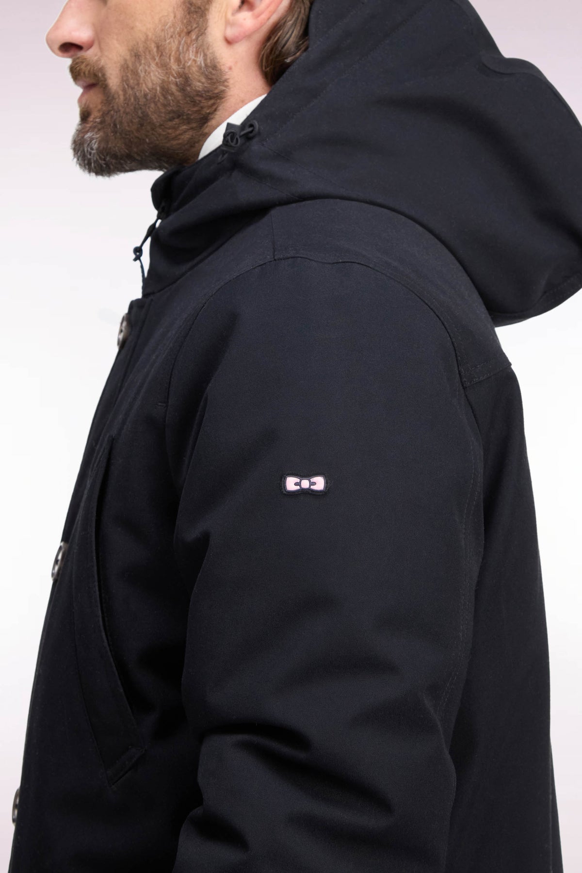 Black buttoned parka