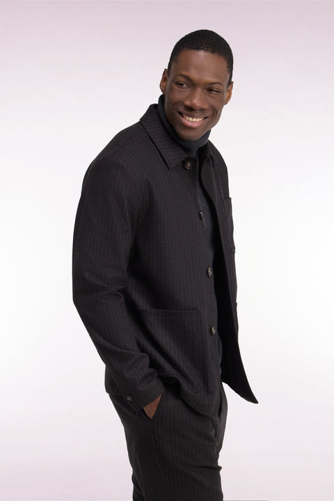 Brown straight cut flannel overshirt - Image 1