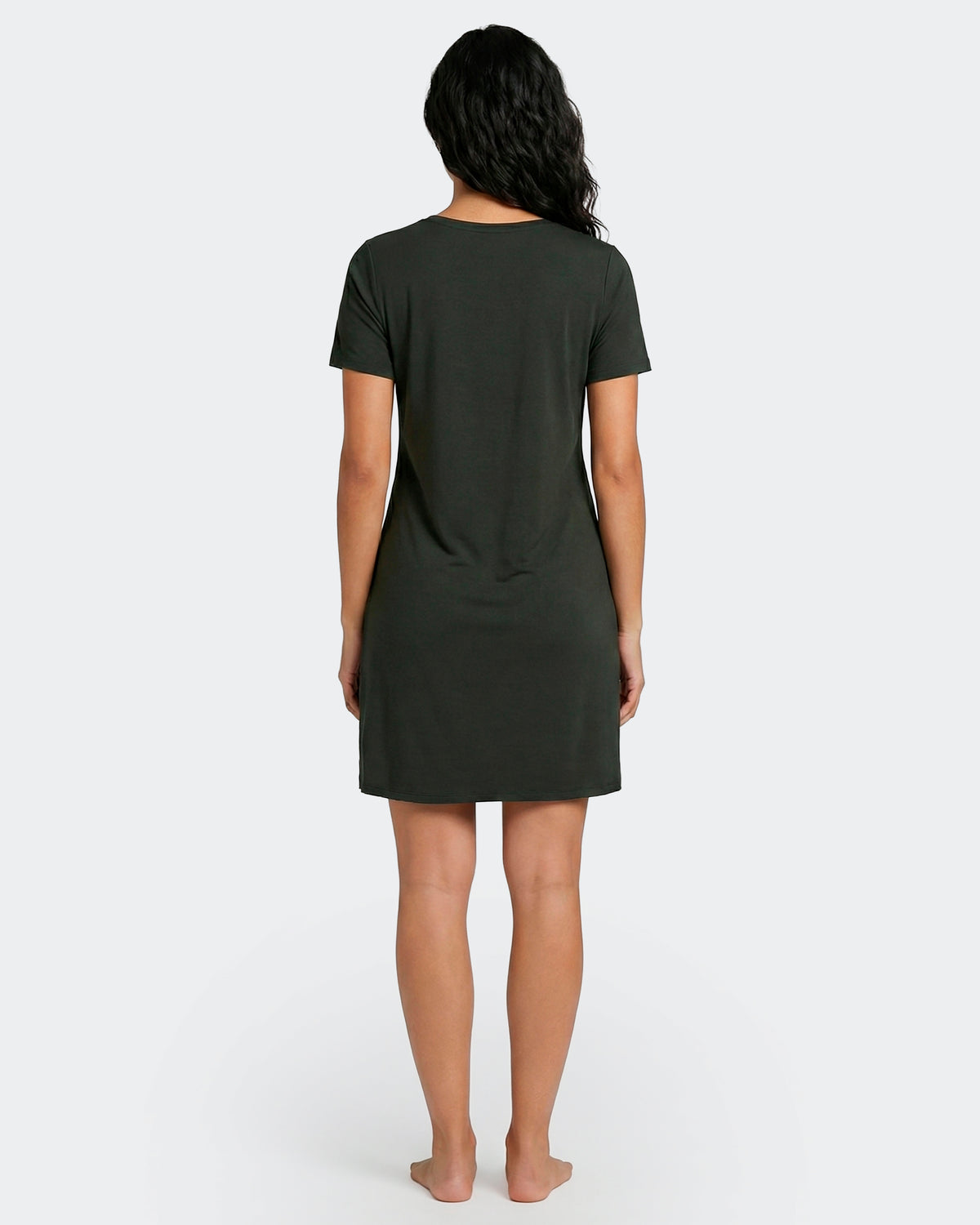 Plain nightie in black stretch Tencel