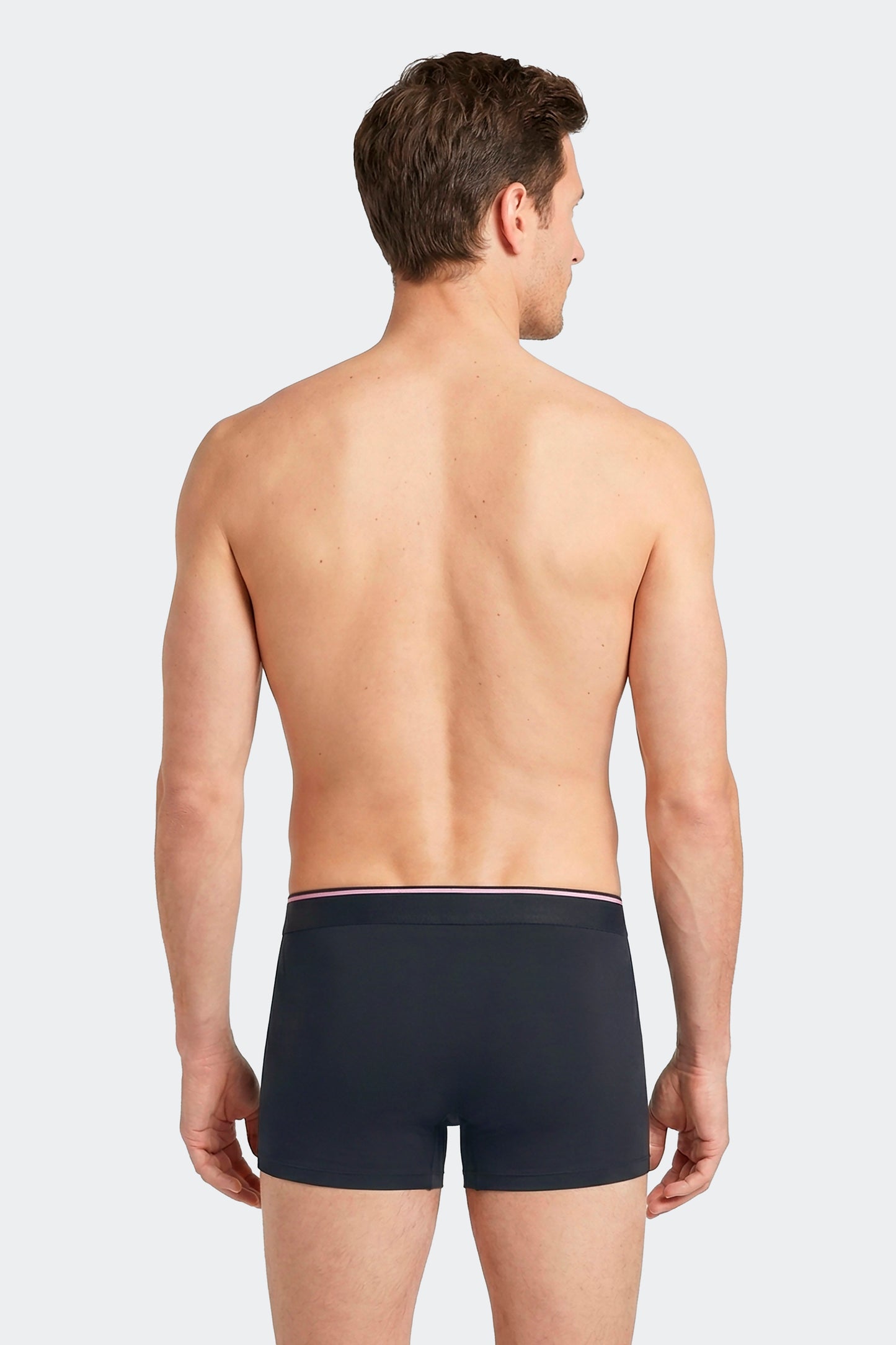 Lot de 2 boxers en jersey de coton stretch unis et rayés marine et rose