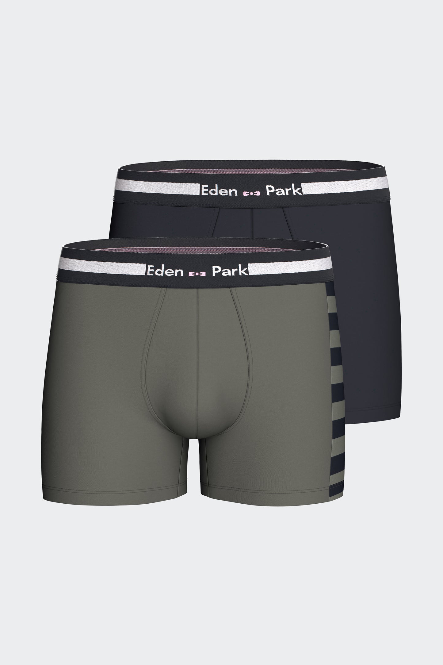 Lot de 2 boxers en jersey de coton stretch marine et kaki