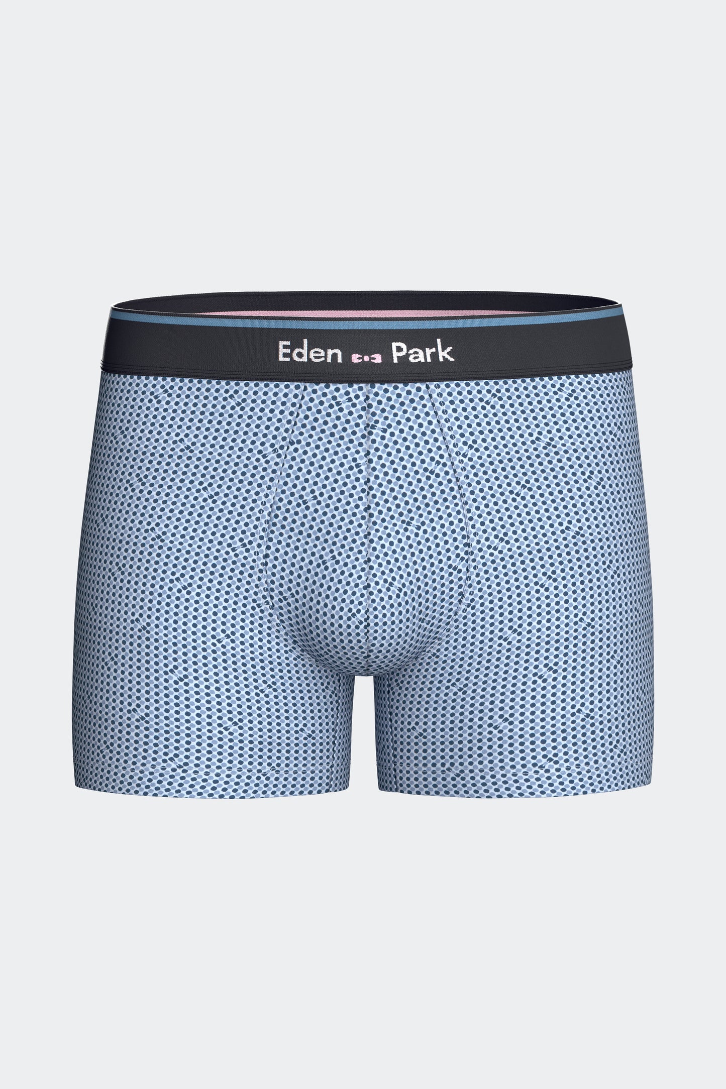 Lot de 2 boxers en jersey de coton stretch unis et imprimés marine et ciel