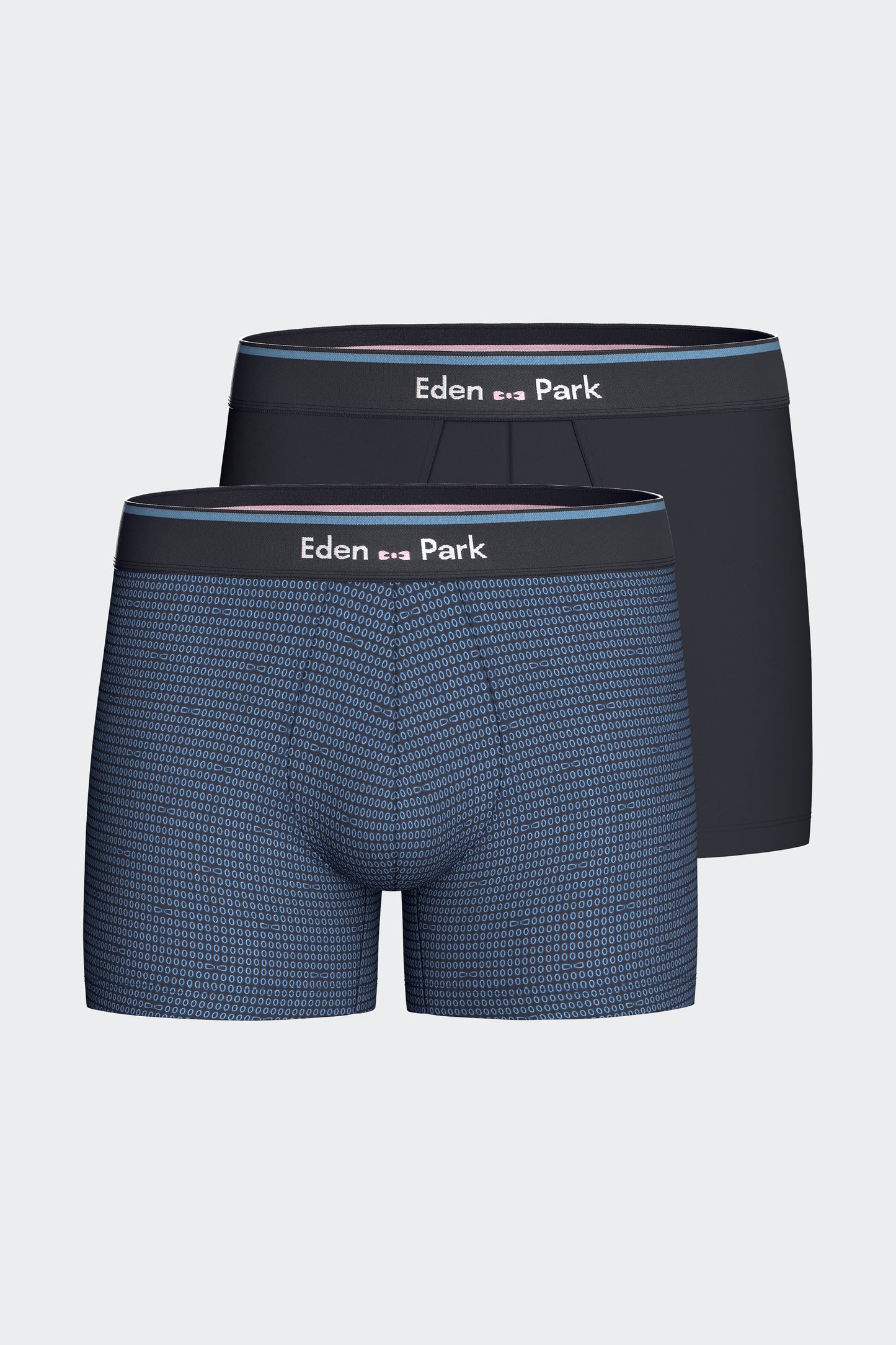 Lot de 2 boxers en jersey de coton stretch unis et imprimés marine