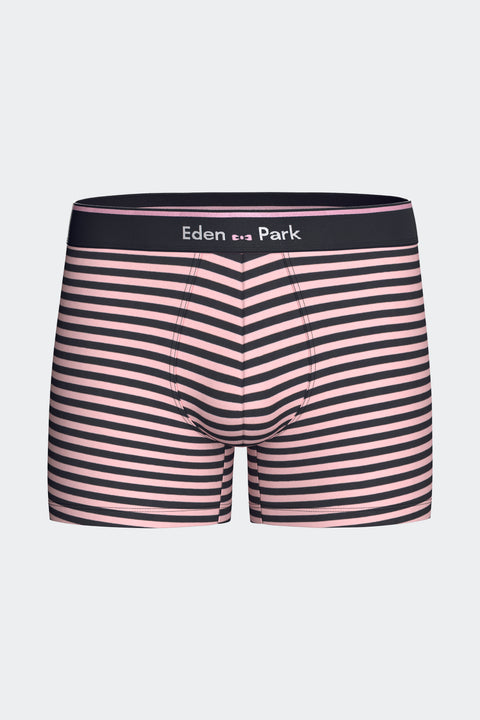 Lot de 2 boxers en jersey de coton stretch unis marine et rayures roses - Image 3
