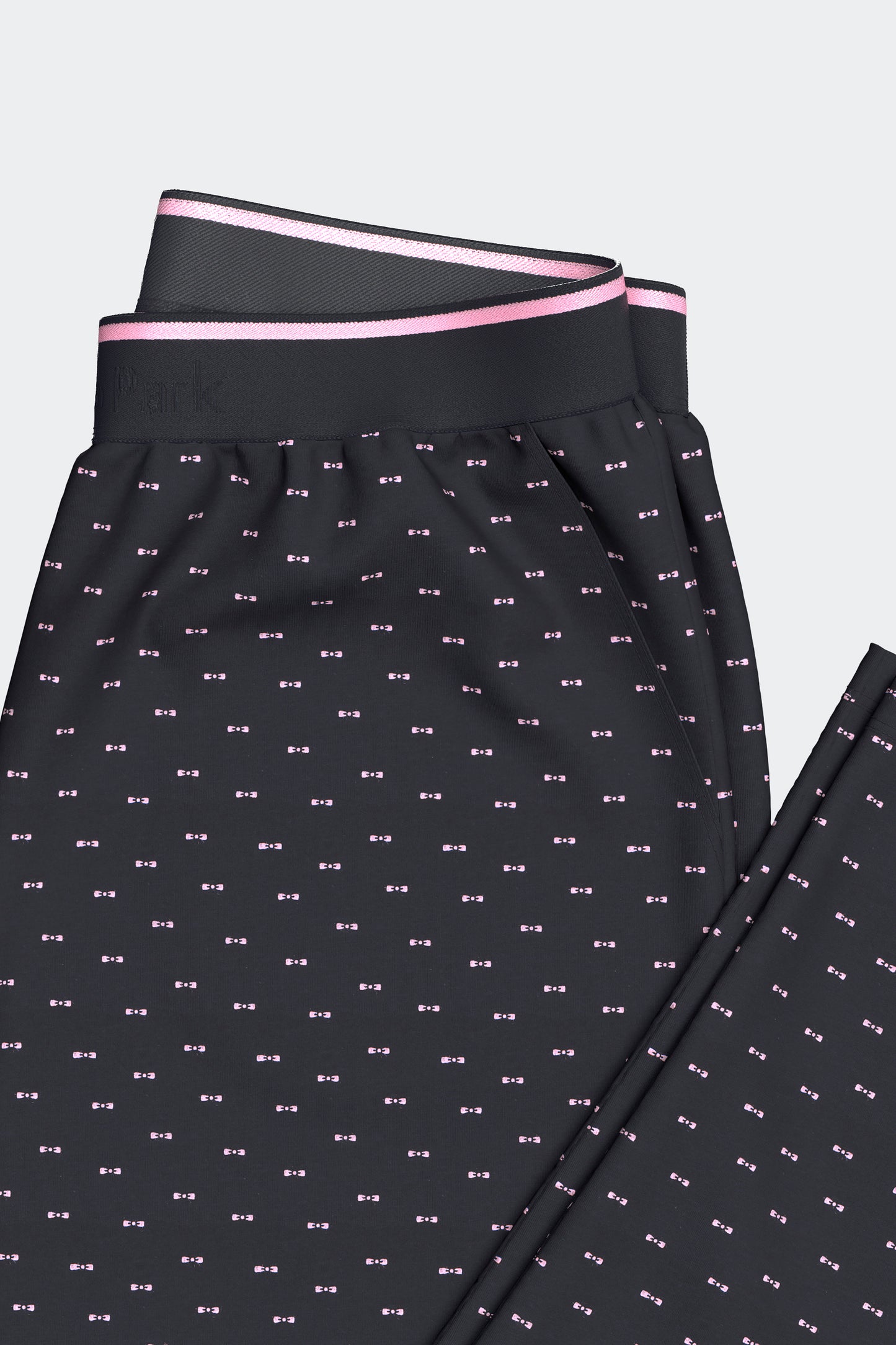 Ensemble pyjama long en coton T-shirt uni marine et pantalon imprimé nœuds papillon