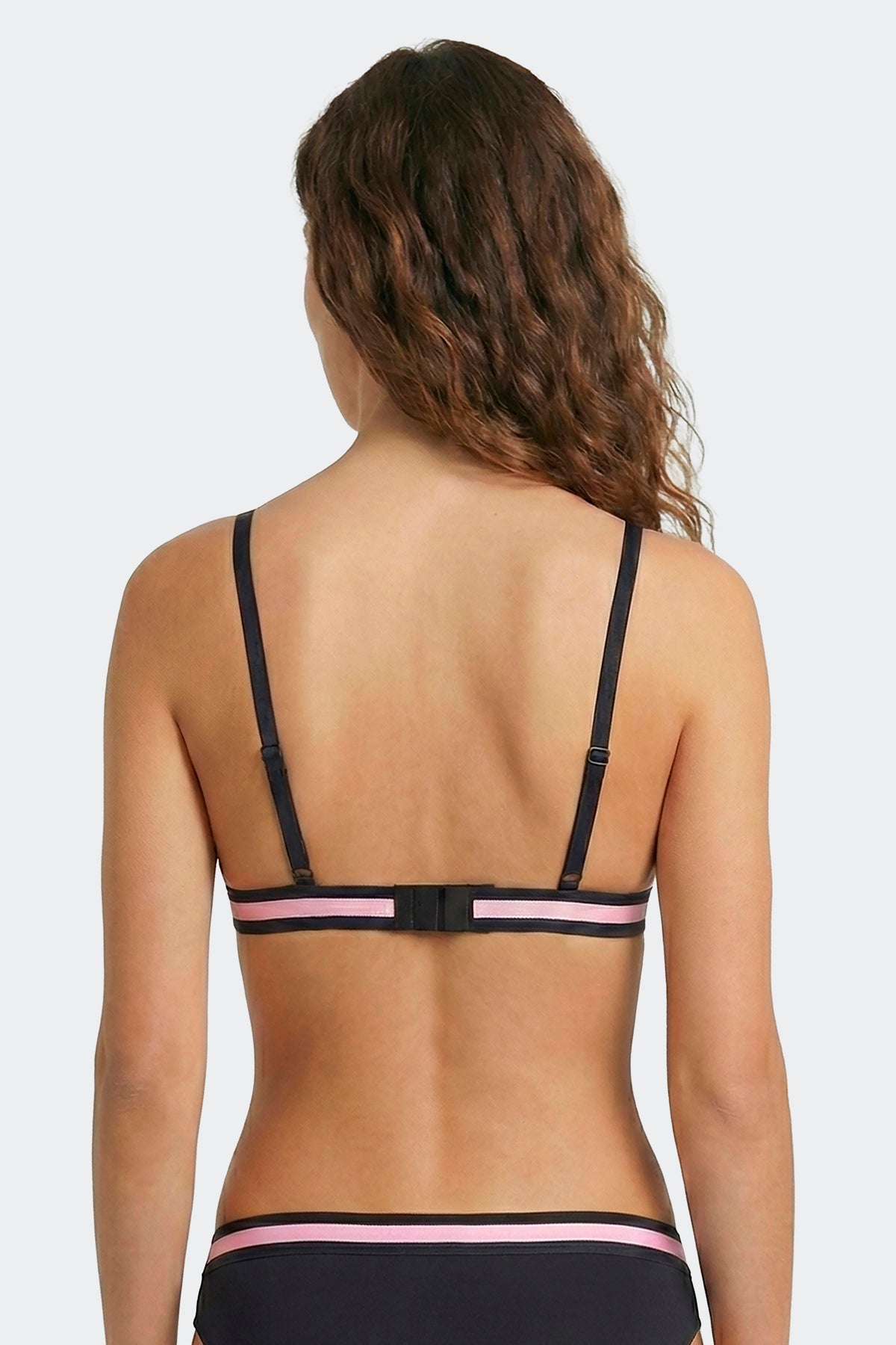 Soutien-gorge triangle en coton stretch marine élastique siglé