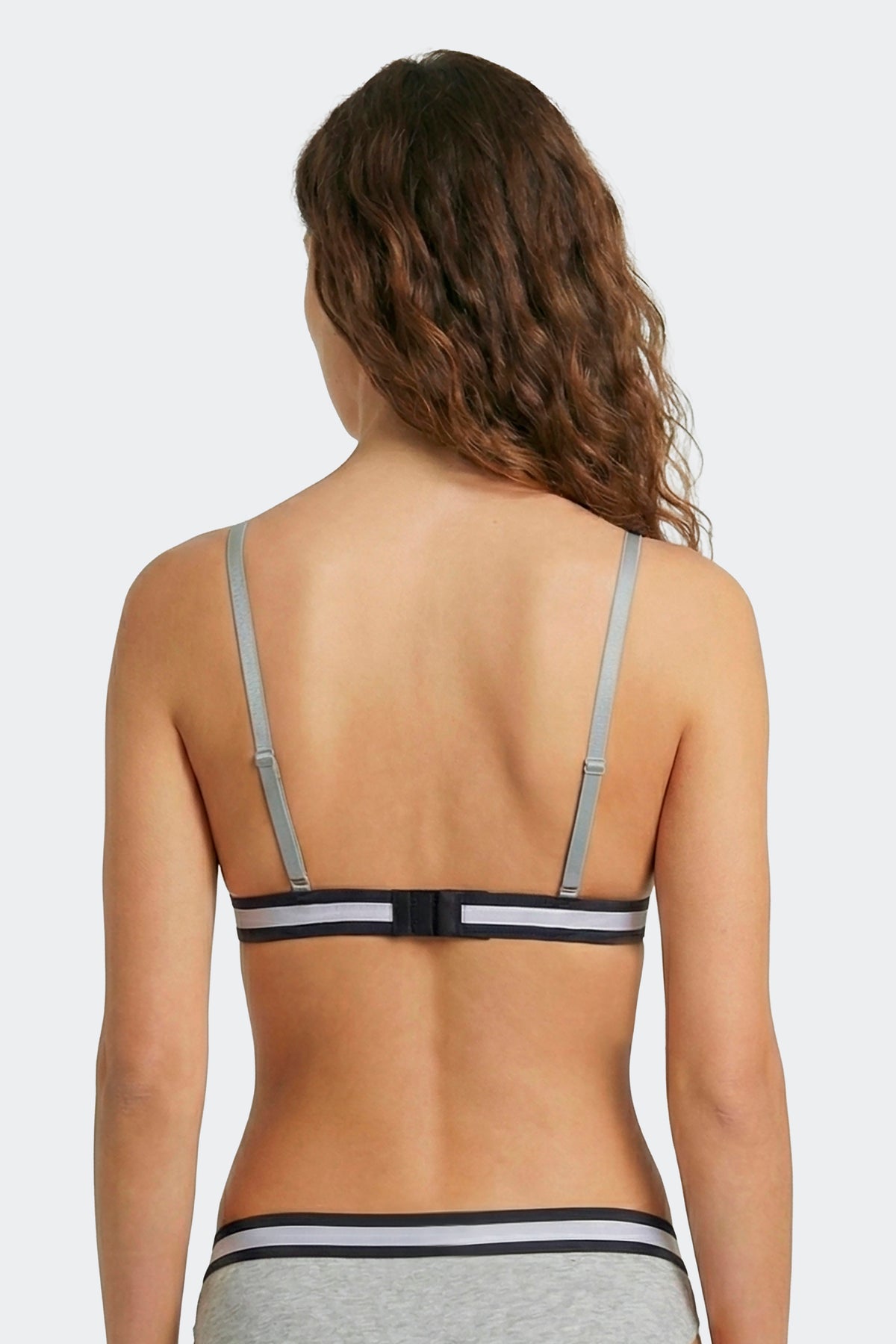 Soutien-gorge triangle en coton stretch gris élastique siglé