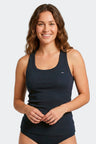 Racerback tank top in navy stretch Tencel