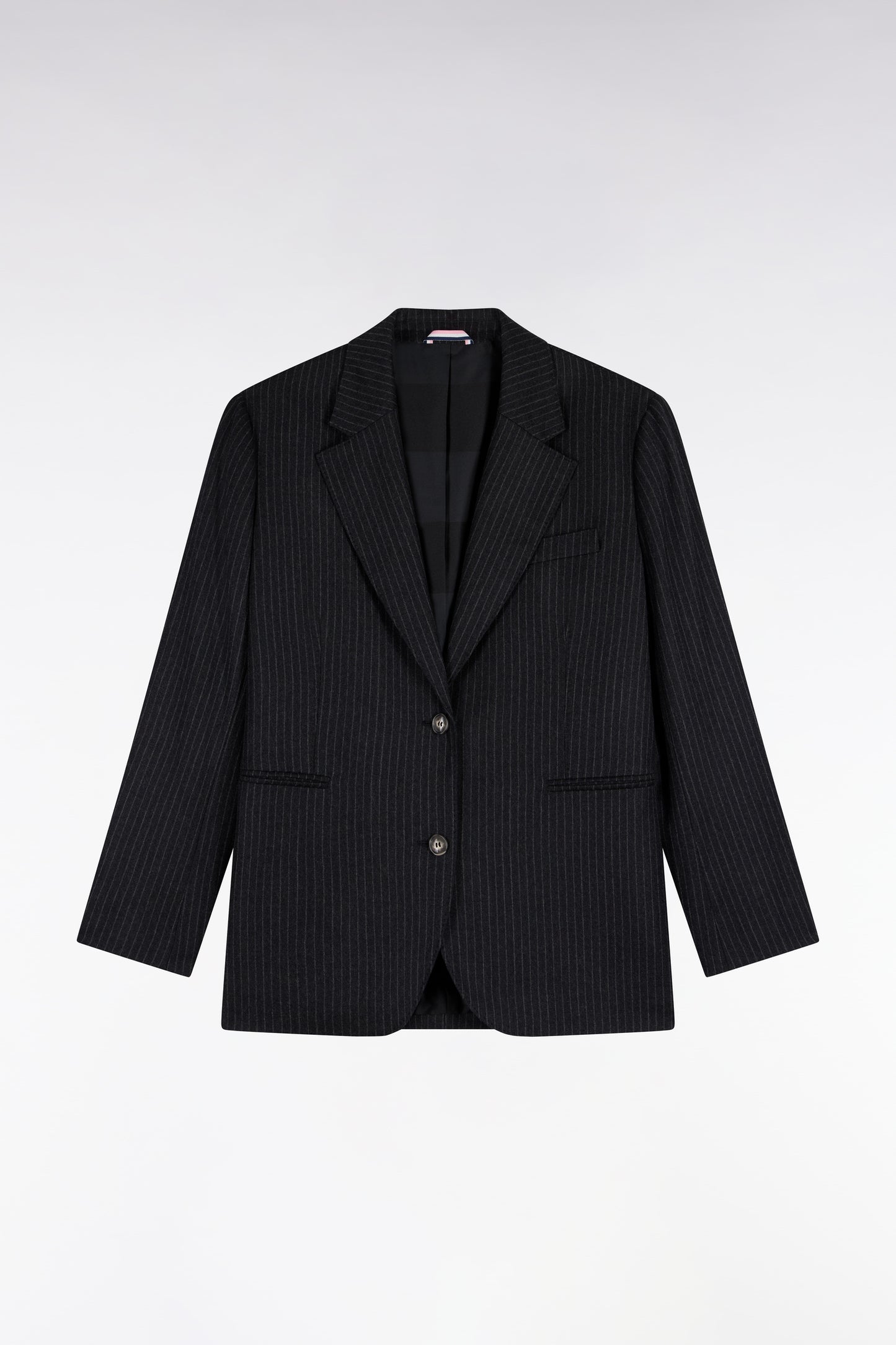 Gilet de costume en laine stretch noir rayé