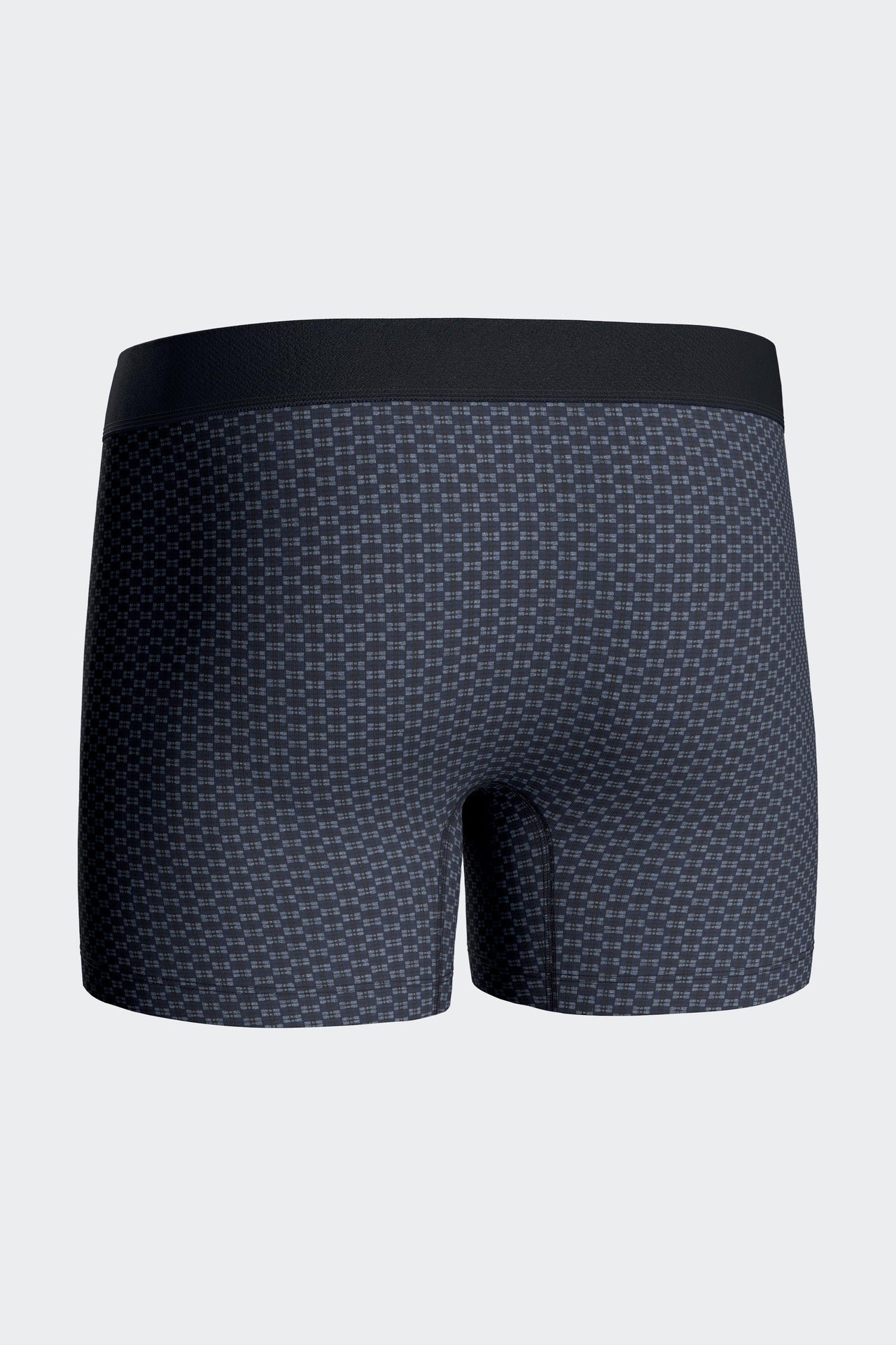 Set of 2 dark blue stretch cotton boxers with graphic micro patterns