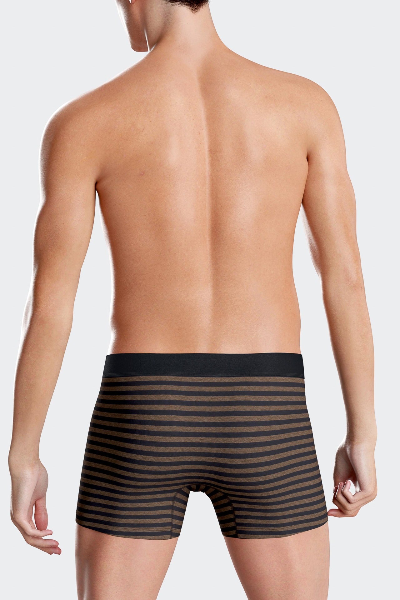 Set of 2 brown and striped stretch cotton boxers