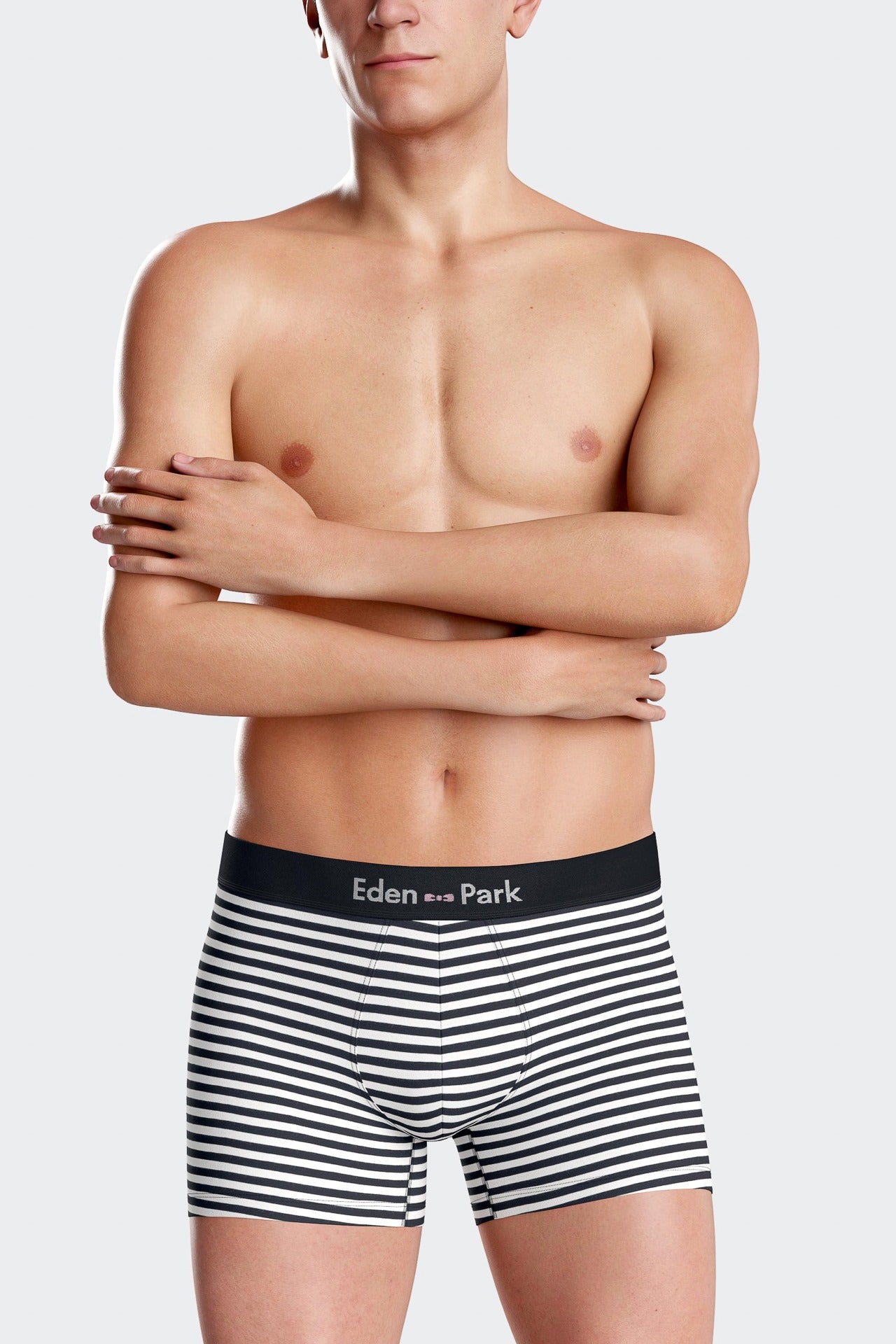 Set of 2 white and striped stretch cotton boxers